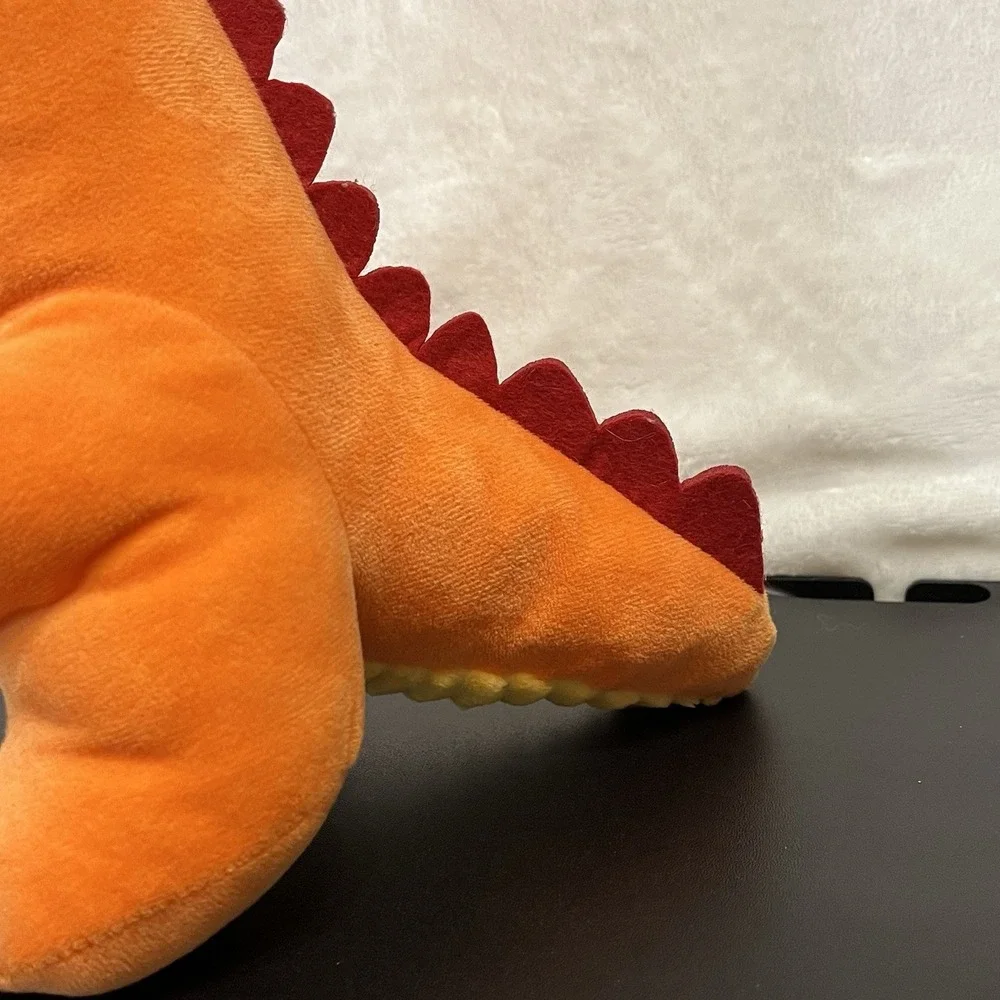 Dog Toy T-Rex Dinosaur Plush Crinkle Tail Stuffed Animal Toy Orange Red 15